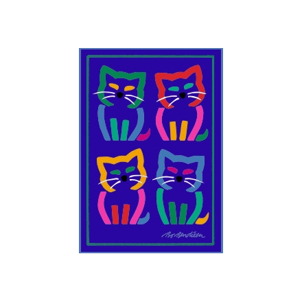 POSTCARD 4 CATS NAVY