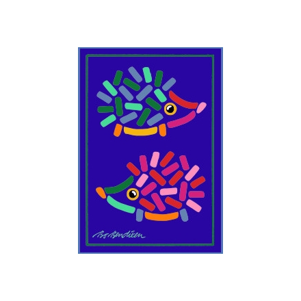 POSTCARD HEDGEHOGS NAVY