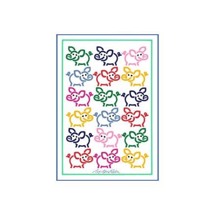 POSTCARD PIGLETS WHITE