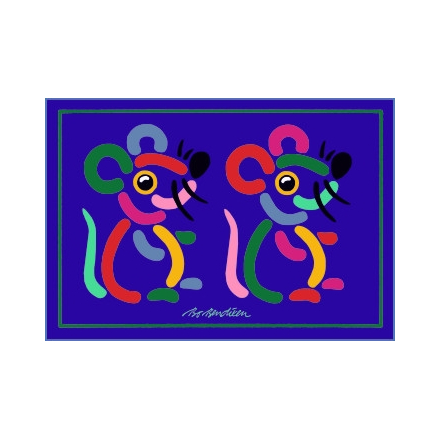 POSTCARD 2 MICE NAVY