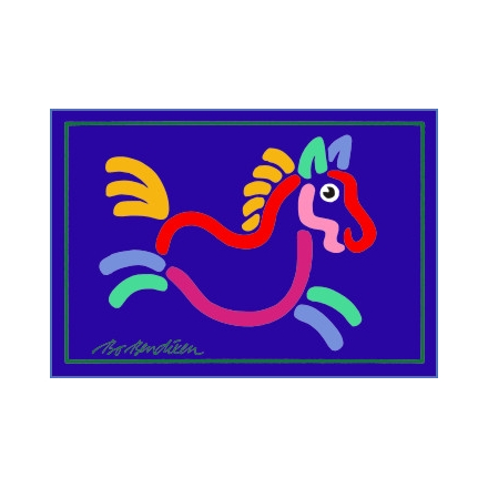 POSTCARD HORSE HORIZONTAL NAVY