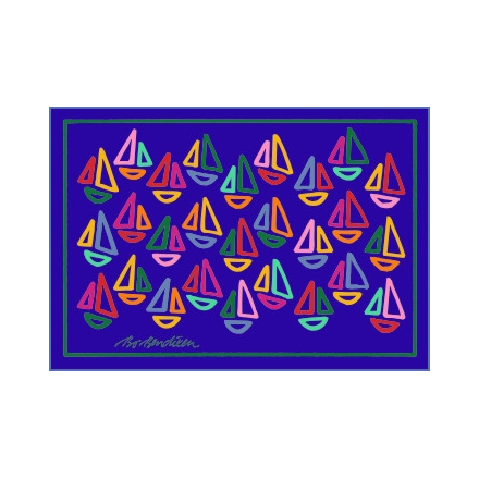 POSTCARD MULTICOLOR BOATS NAVY
