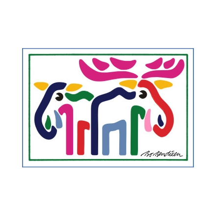 POSTCARD 2 ELKS WHITE