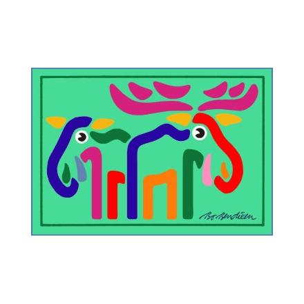 POSTCARD 2 ELKS GREEN