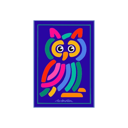 POSTCARD OWL NAVY