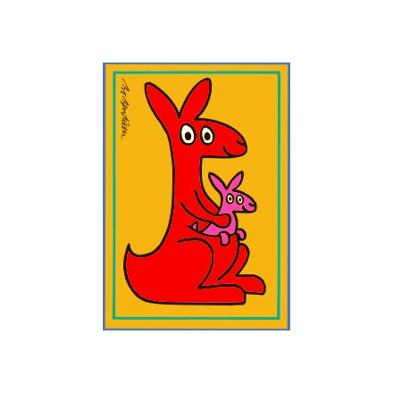 POSTCARD KANGAROO YELLOW