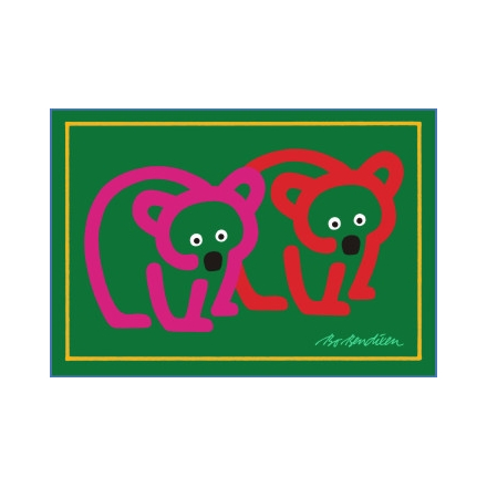POSTCARD BEARS HORIZONTAL GREEN
