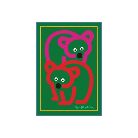 POSTCARD BEARS VERTICAL GREEN