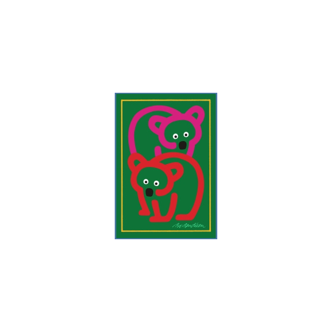 POSTCARD BEARS VERTICAL GREEN