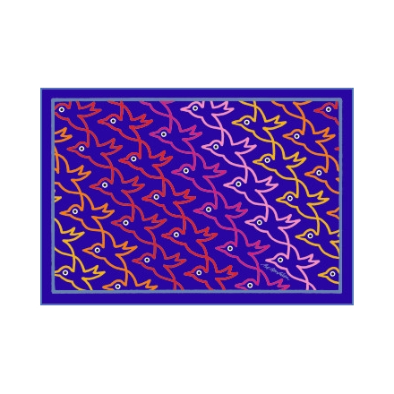 POSTCARD BIRDS HORIZONTAL NAVY