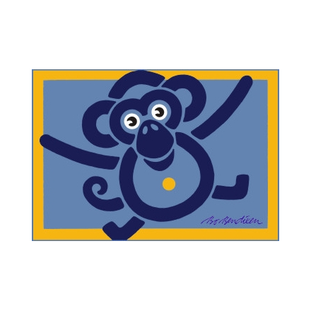 POSTCARD MONKEY BLUE