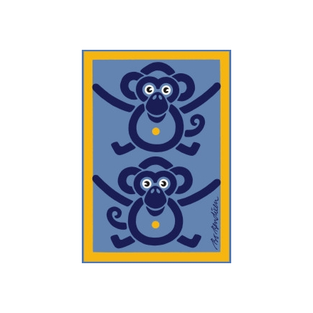 POSTCARD MONKEYS LIGHT BLUE