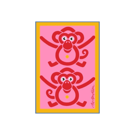 POSTCARD MONKEYS PINK