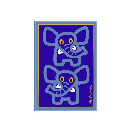 POSTCARD ELEPHANTS NAVY