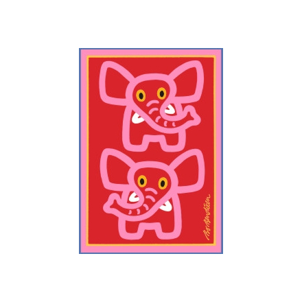 POSTCARD ELEPHANTS RED