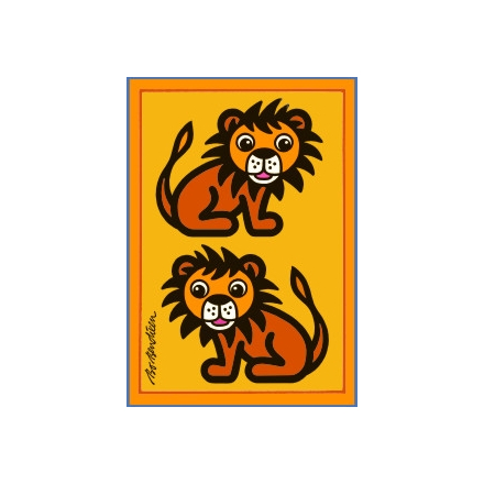 POSTCARD 2 LIONS YELLOW