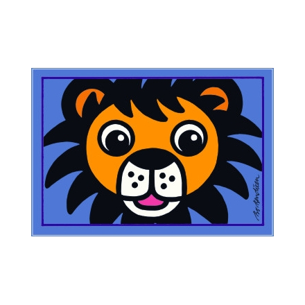 POSTCARD LION HEAD BLUE