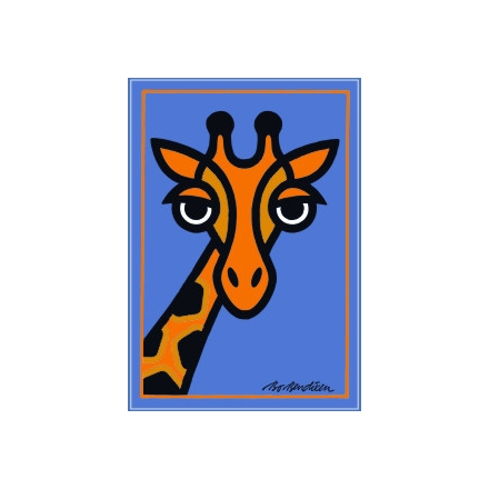 POSTCARD GIRAFFE LIGHT BLUE