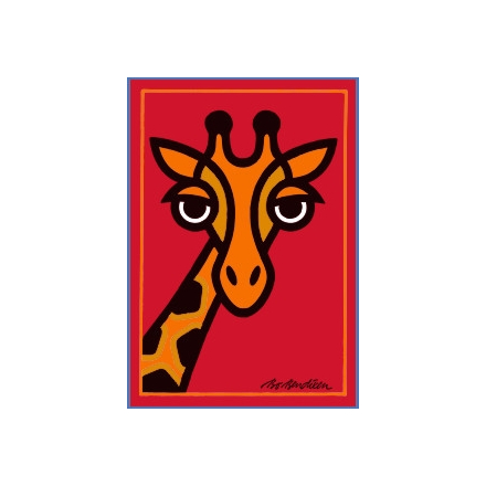 POSTCARD GIRAFFE RED