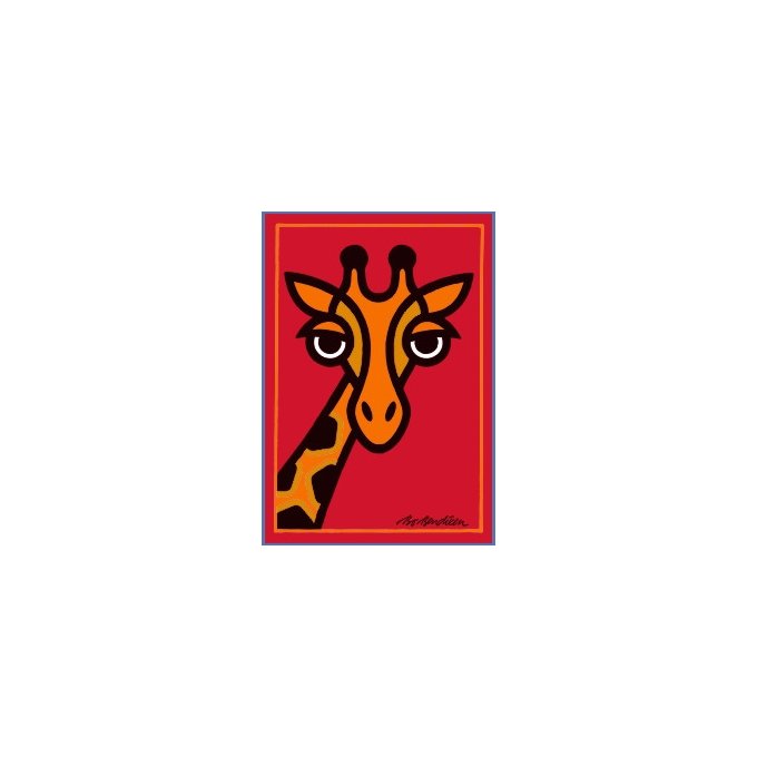POSTCARD GIRAFFE RED