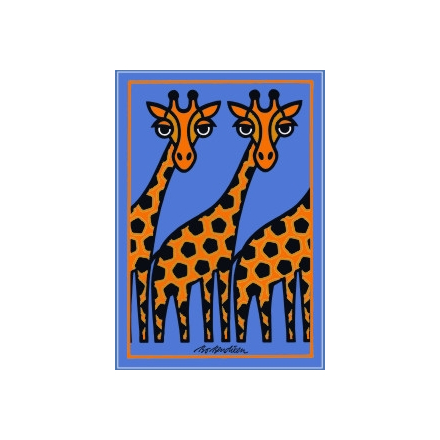 POSTCARD GIRAFFES LIGHT BLUE