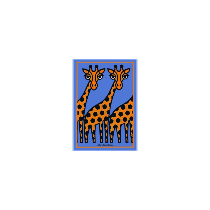 POSTCARD GIRAFFES LIGHT BLUE