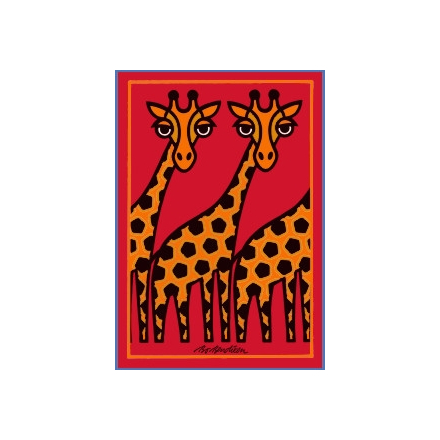 POSTCARD GIRAFFES RED