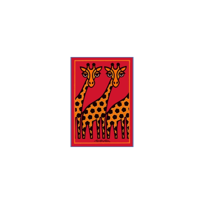 POSTCARD GIRAFFES RED