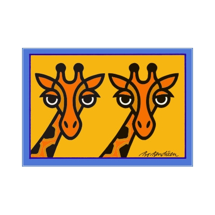 POSTCARD 2 GIRAFFES YELLOW