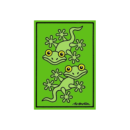 POSTCARD 2 GECKO GREEN