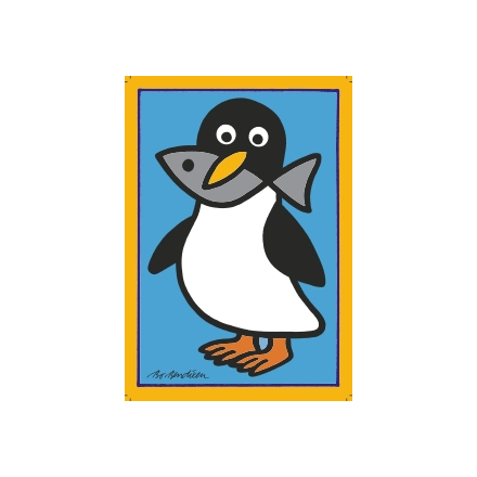 POSTCARD PENGUIN BLUE