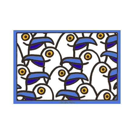 POSTCARD MULTICOLOR SEAGULLS WHITE