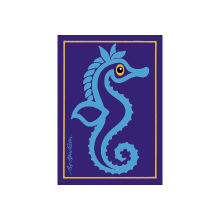 POSTCARD SEAHORSE NAVY