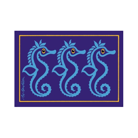 POSTCARD SEAHORSES NAVY