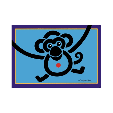 POSTCARD MONKEY BLUE