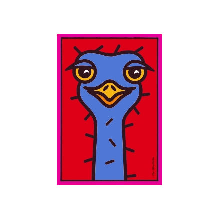 POSTCARD OSTRICH RED