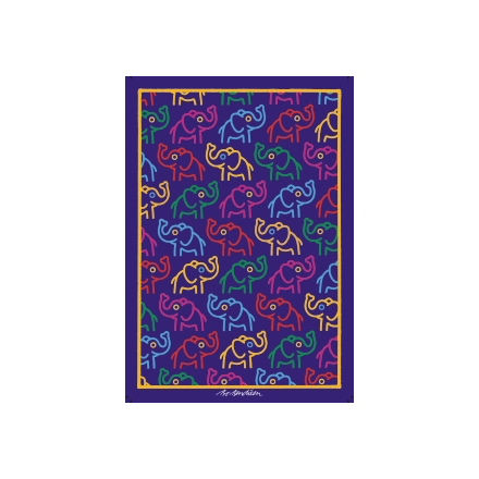 POSTCARD MULTICOLOR ELEPHANTS NAVY