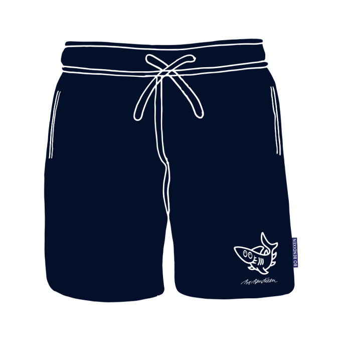 BADESHORTS VOKSEN SJOV HAJ NAVY